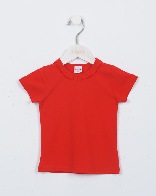 Picture of C2022 GIRLS COTTON TOP WITH FRILL ROUND THE COLLAR